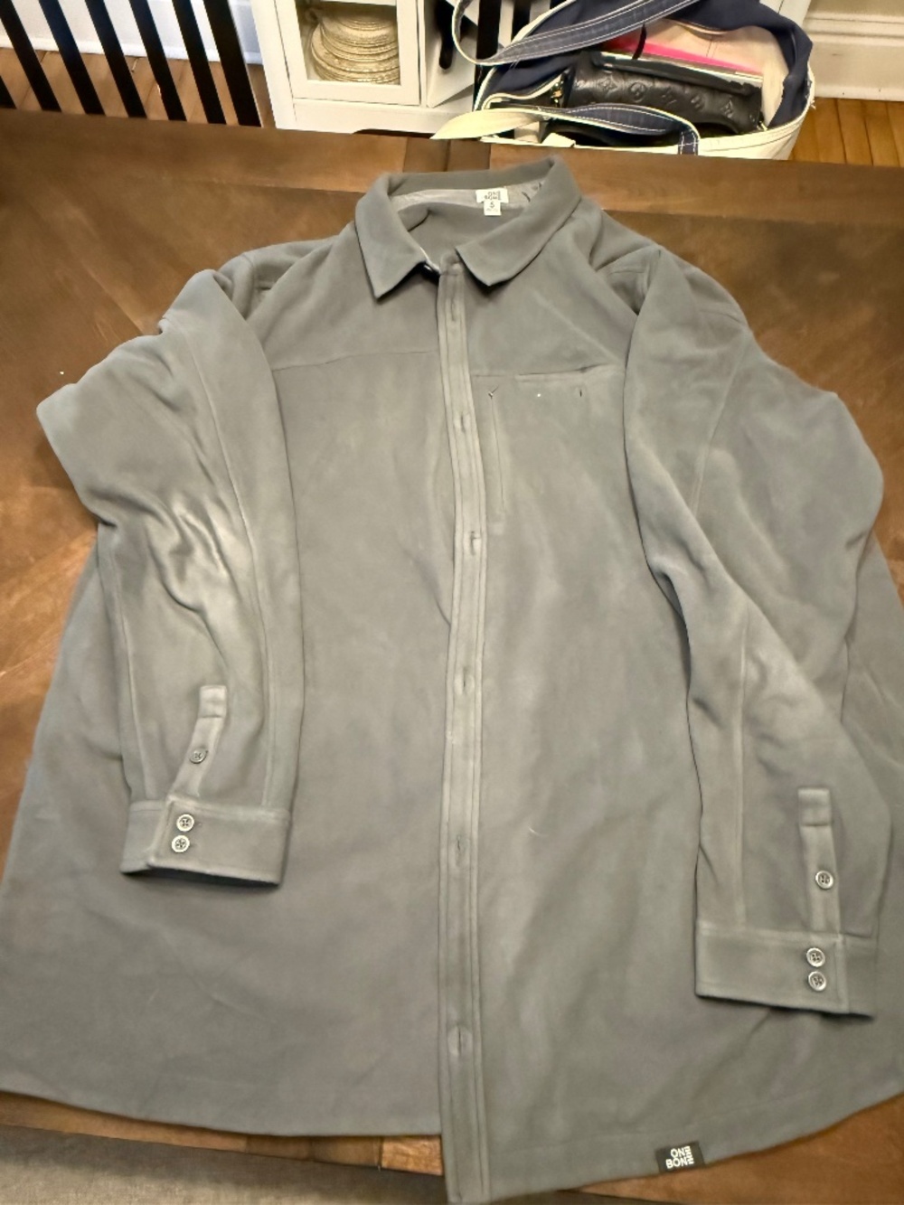 One Bone Size 5. Grey fleece Button down jacket